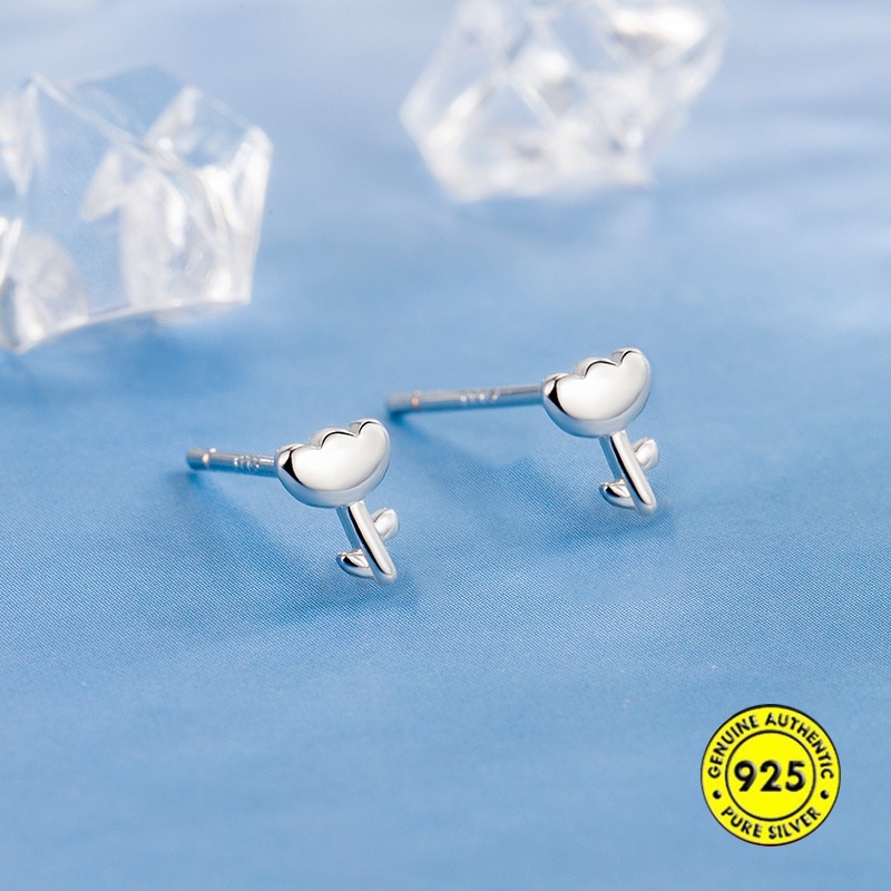 Anting Stud Mini Bentuk Tulip Bahan Sterling Silver Untuk Perempuan