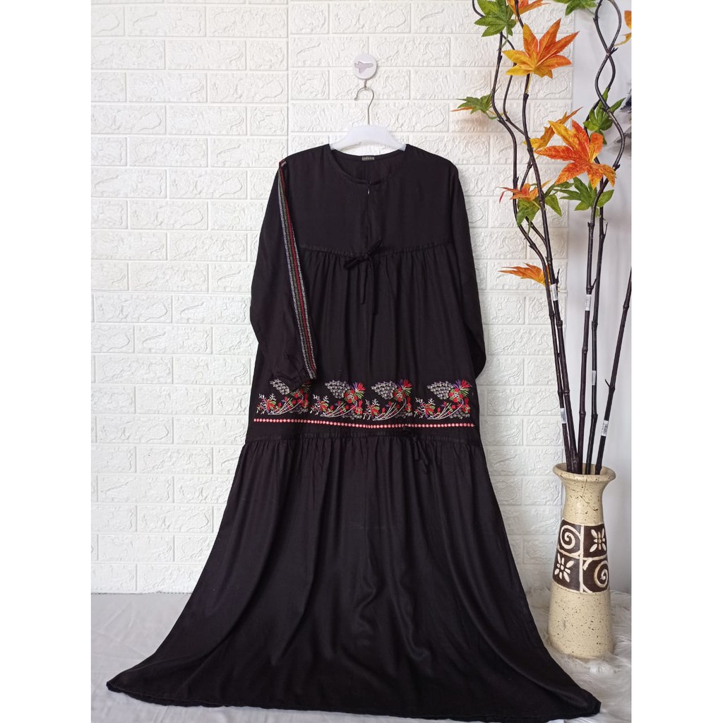 GAMIS BORDIR KHAS TASIKMALAYA KATUN RAYON TWILL PREMIUM TERBARU | KALILA GAMIS BORDIR - BISA COD