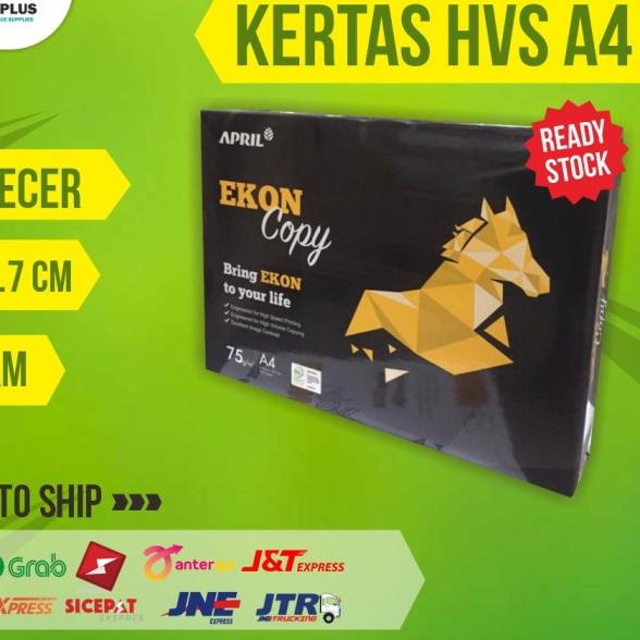 

☞ Kertas HVS A4 75 Gram Ecer / 1 Rim - 500 Lembar Ekon Copy Paper ✦