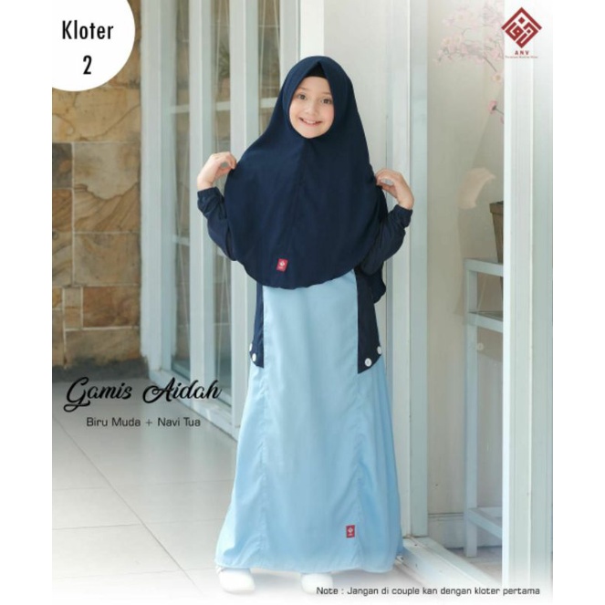 Original ANV setelan baju gamis anak muslim perempuan aidah series biru #nayyarastore