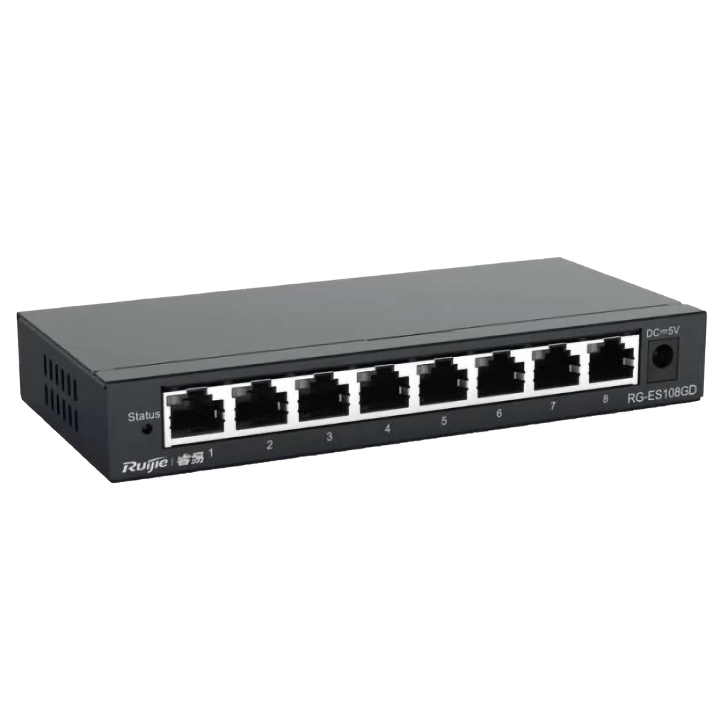 Ruijie RG-ES108GD 8-Port 10/100/1000 Mbps Metal Case Unmanaged Switch