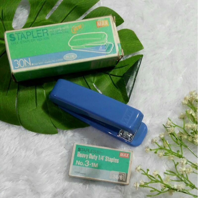 

Stapler Besar Merk Max Biru HD - 30N Staples Ceklekan Jepretan Kertas Murah