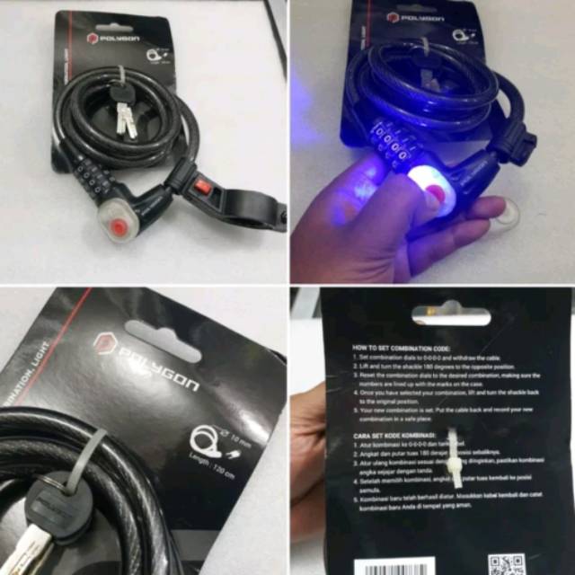 Gembok sepeda kunci sepeda Polygon kode