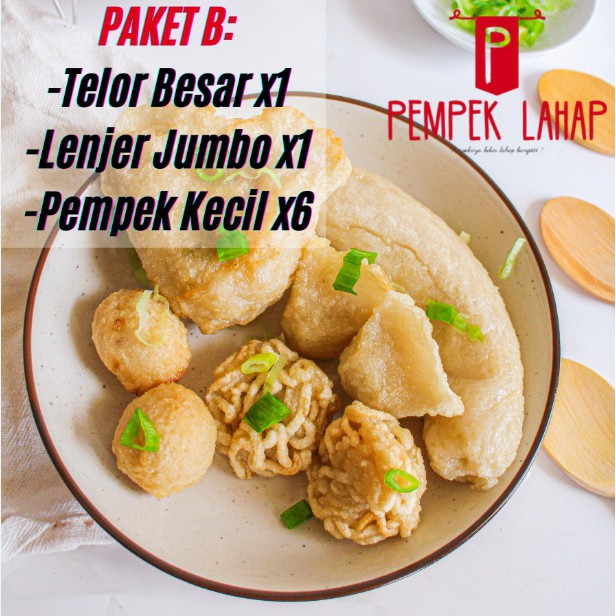 

Paket B Pempek Telor Besar 1, Lenjer 1, Kecil 6 Pempek Lahap asli palembang Vacum Sealed Best Seller