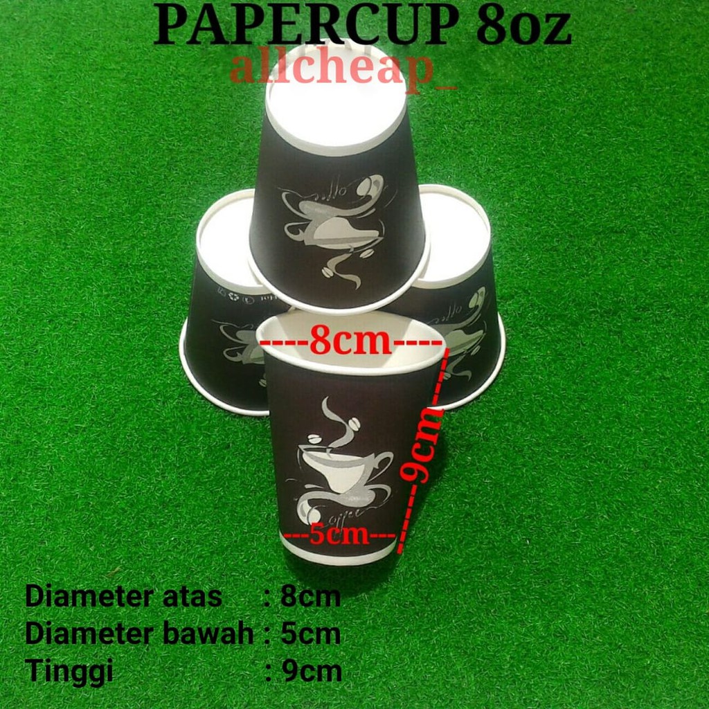 ISI 50pcs Gelas Kertas Foam Paper Cup 8oz Motif Hot Coffe Kopi Teh Panas