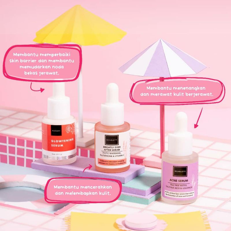 Scarlett Whitening Acne Serum Cream | Scarlet Whitening Brightly Ever After Serum Scarlett Whitening Glowtening Serum