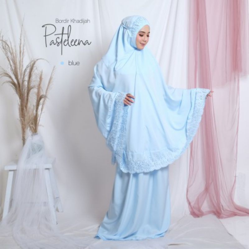 Mukena Bordir Pasteleena Tanpa Tas KhadijahLabel (Soft Blue)

