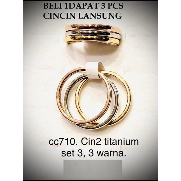 PROMO BELI 1 DAPAT 3 PCS CINCIN Cincin Titanium Polos Pria Wanita - Cincin Kekinian Anti Karat Murah