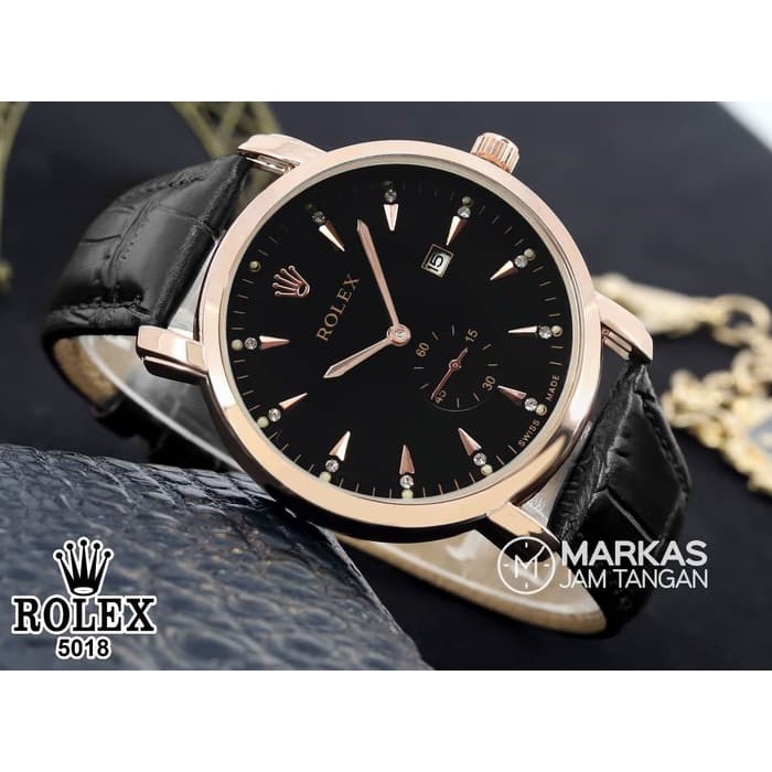 Jam Tangan Pria Rolex Classic Date Crono Detik Leather Watch | MRKS