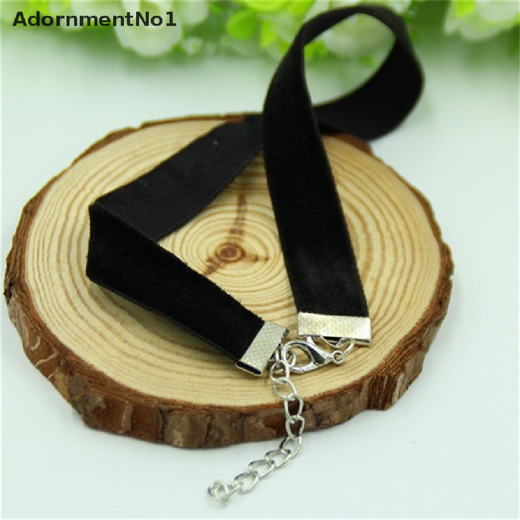 (AdornmentNo1) Kalung Choker Handmade Bahan Velvet Warna Hitam Gaya Gothic Retro Untuk Wanita