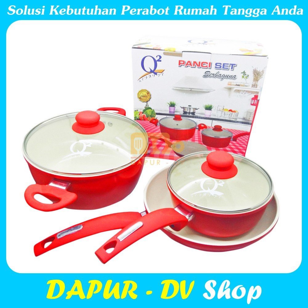Panci Q2 Kesehatan Enamel Serbaguna Set isi 5 pcs Limited