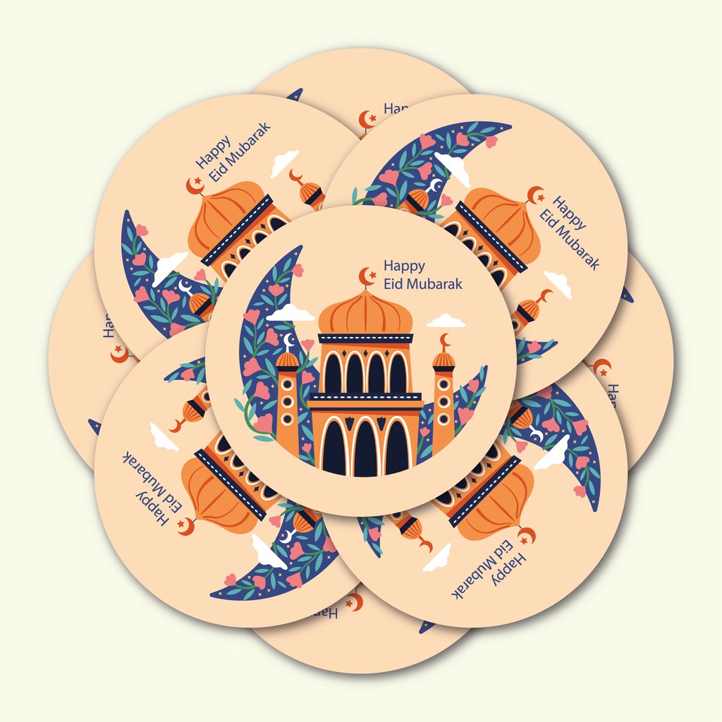 

STICKER/STIKER LABEL KEMASAN BENTUK BULAT UCAPAN SELAMAT LEBARAN/IDUL FITRI CHROMO/20pcs
