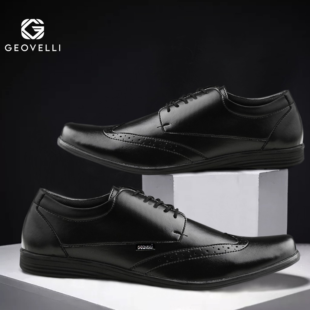 Ready Stok Bisa Bayar COD! Sepatu Pantofel Santai Kasual Kerja Kuliah Pria Cowok Men Geovelli