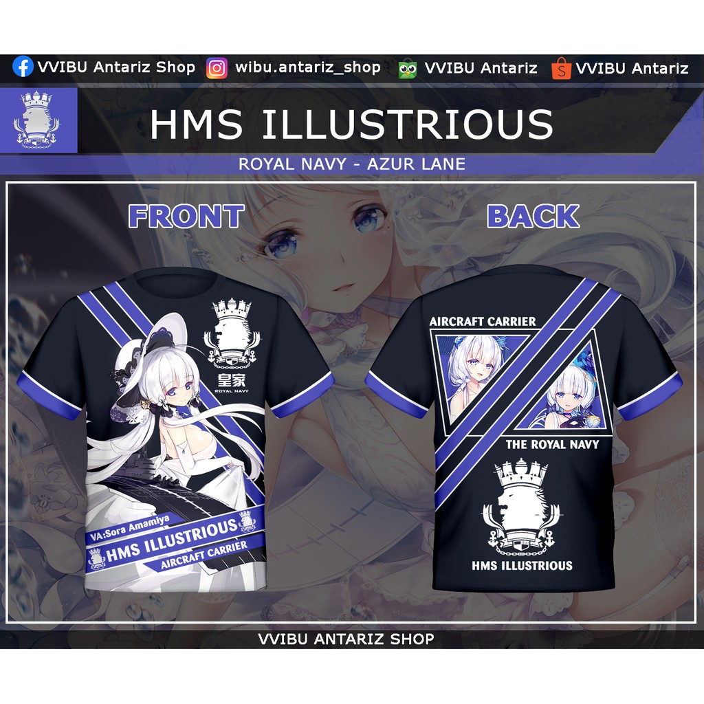 Kaos Fullprint Anime Azur Lane HMS Illustrious