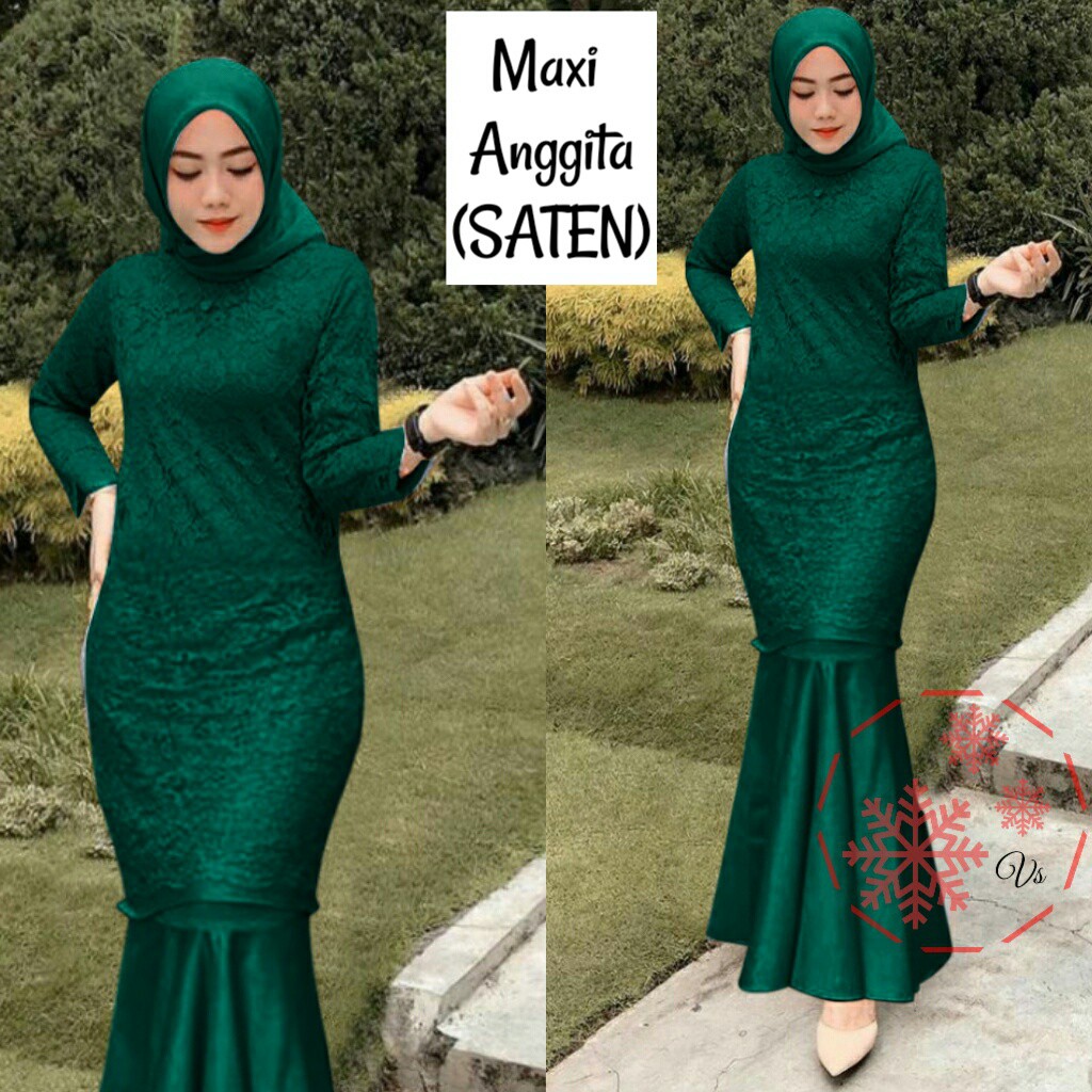 Anggita Gamis Pesta Brukat Tile/ Gamis Terbaru Seragam Remaja Dewasa Wanita Muslim