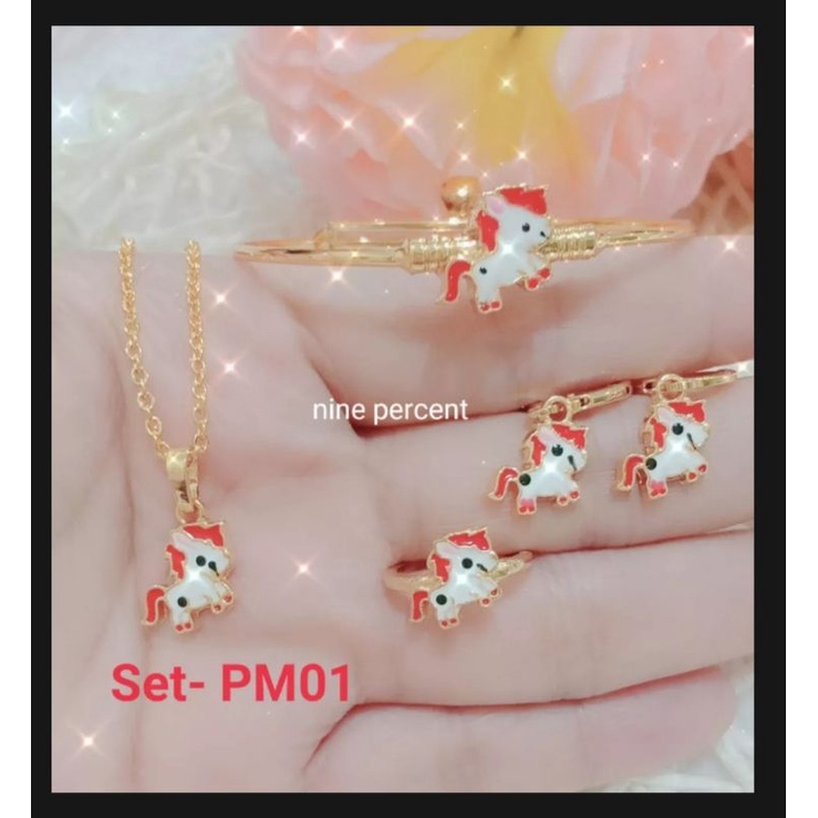set perhiasan anak yunicon v1,perhiasan anak satu set lengkap,perhiasan anak xuping
