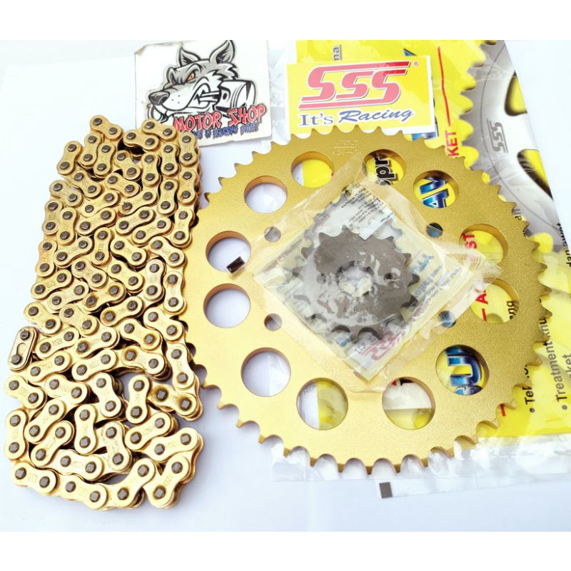 Gir Gear Set Gearset Sss 428 Vixion BySon R15 V1 V2 Jupiter MX King Gear Warna Gold Emas