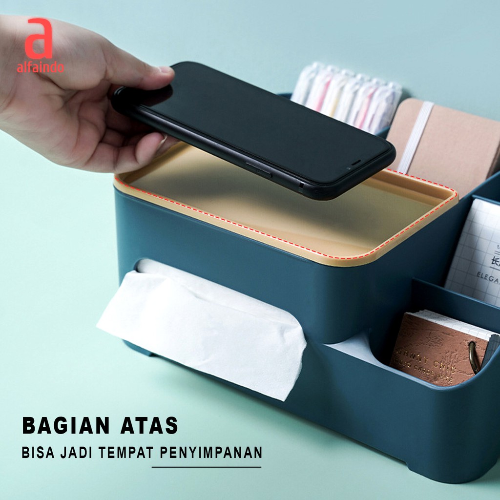 Alfaindo Kotak Tissue Unik Serbaguna Box Storage Plastik Decorative KT003