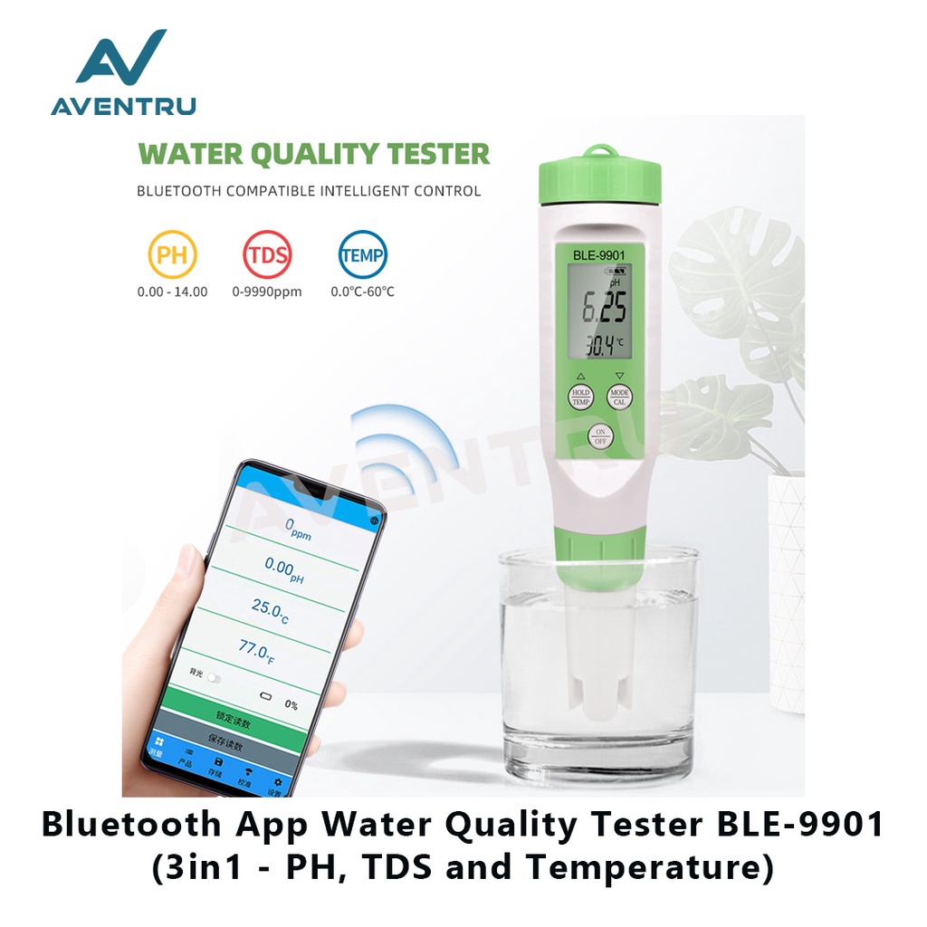 Smart 3in1 PH TDS Temperature Meter BLE 9901 Tester Alat Ukur Kualitas Air