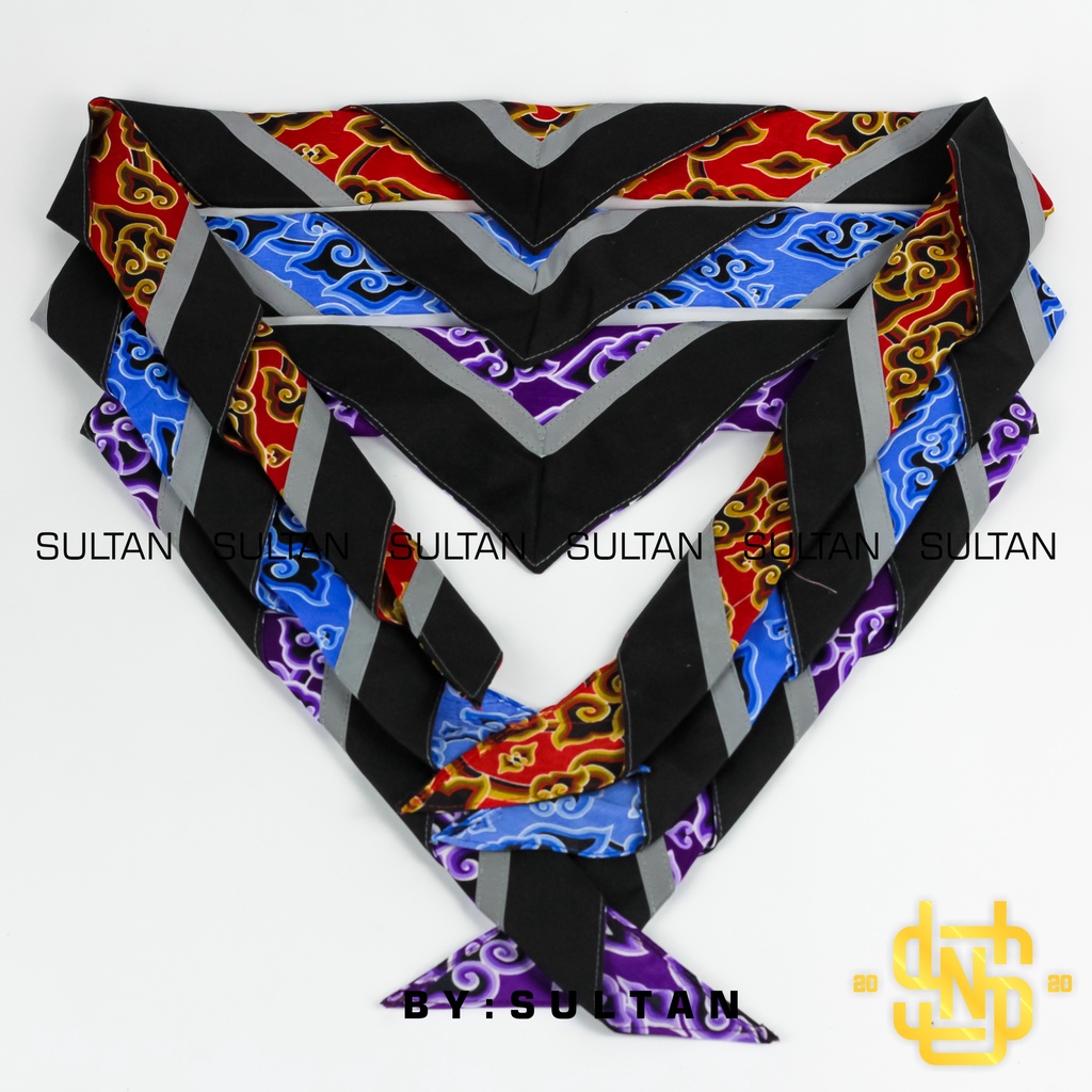SYAL SCARF MEGAMENDUNG Batik Warna Merah Biru Ungu Bercahaya Menyala
