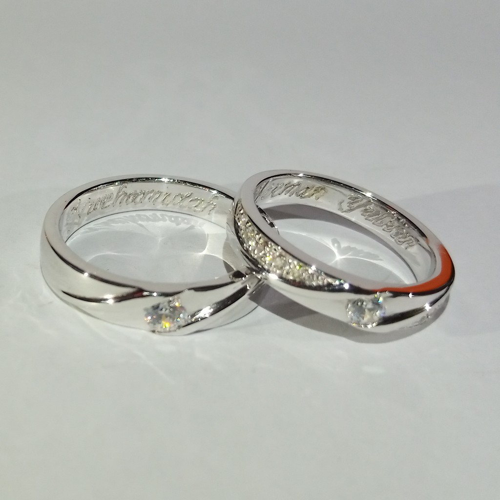 Garansi Silver Asli Gratis Tulis Ukir Nama Bisa Pesan Model Cincin Tunangan Perak Couple Kawin Id195
