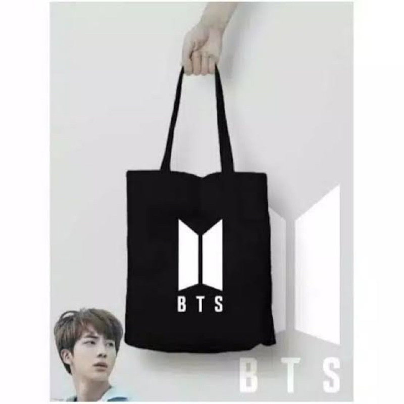 GOODIE BAG TAS JINJING KAIN TOTE BAG KOREA TOTE BAG BTS TOTE BAG HITAM TAS BELANJA