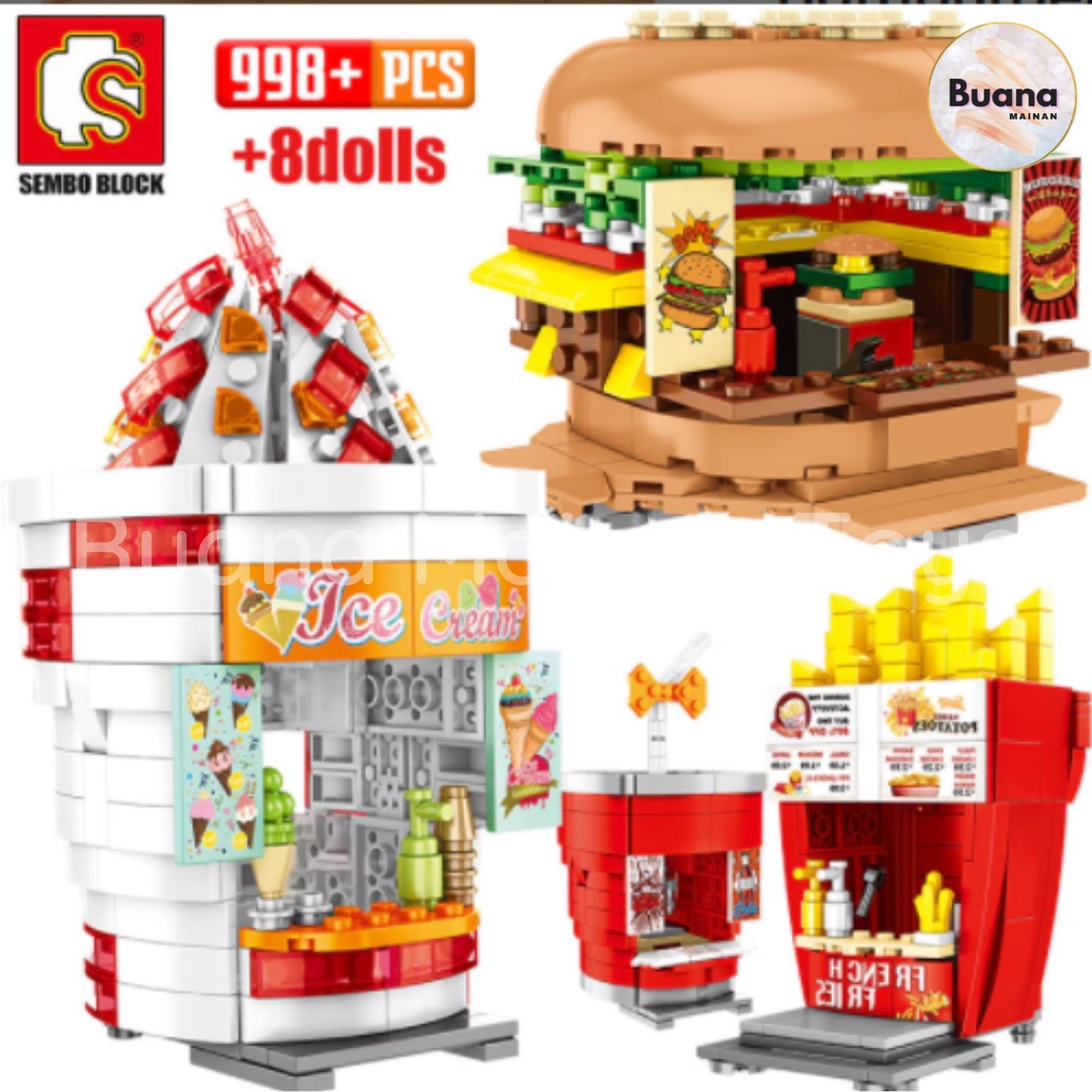 BRICKS SEMBO RESTAURANT FASTFOOD CHAIN BRICK CREATE BUILDING MODEL MAINAN EDUKASI ANAK COWO CEWE 601055