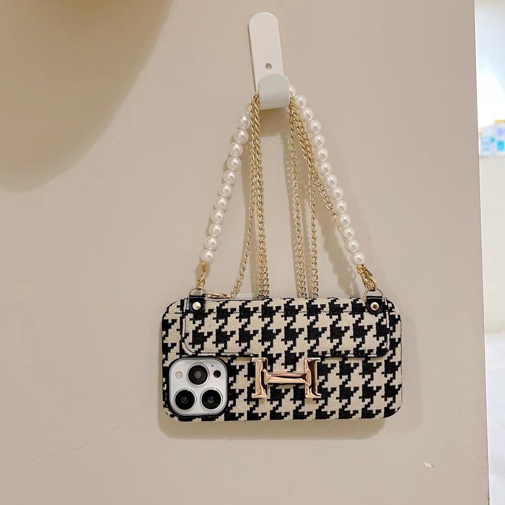 Casing Tas Mutiara Cantik Tali Panjang pendek rantai FH92 For Iphone 11 Pro Max 12 13 14 14+ 14 Plus