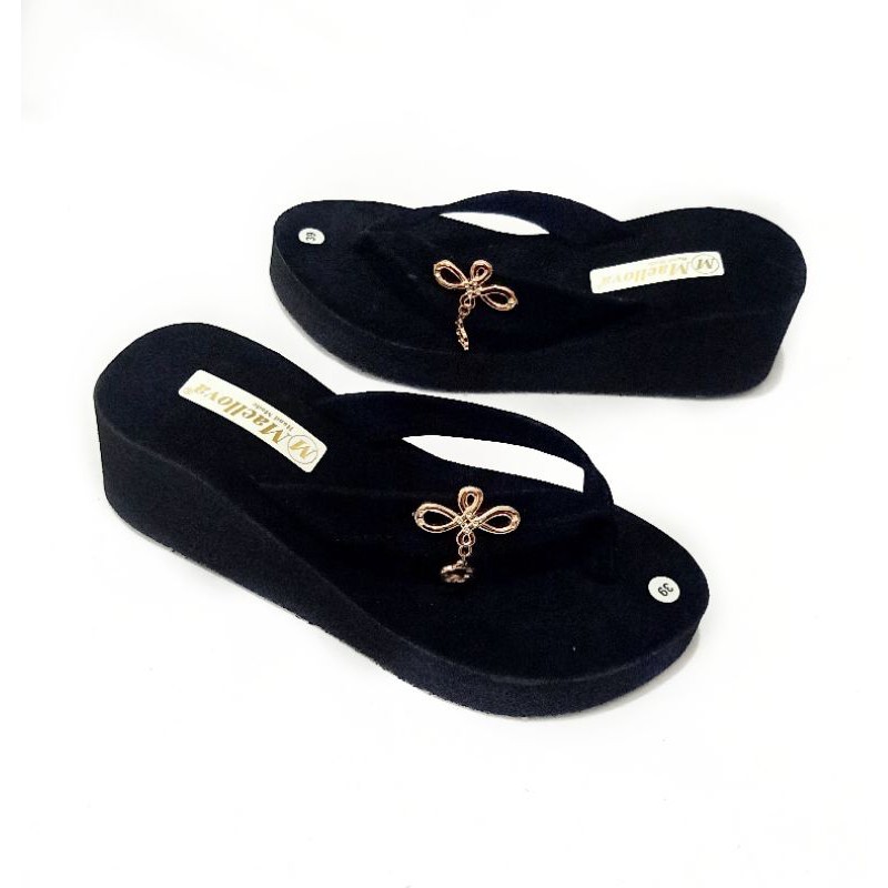 SANDAL WEDGES SPON BELUDRU CANTIK MARIA - SANDAL JAPIT SPON - SANDAL JAPIT WANITA (PRADA BROS)