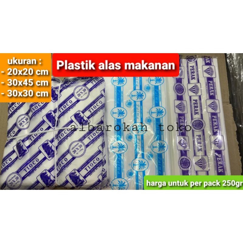 Plastik tatakan makanan / plastik alas nasi / plastik HD sheet ukuran 20x20 , 30x30 , 30x45cm