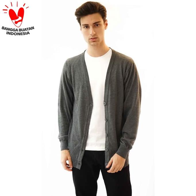 Houseofcuff Cardigan Pria Oversize Sweater Korea BigSize Jumbo Abu tua - Abu tua