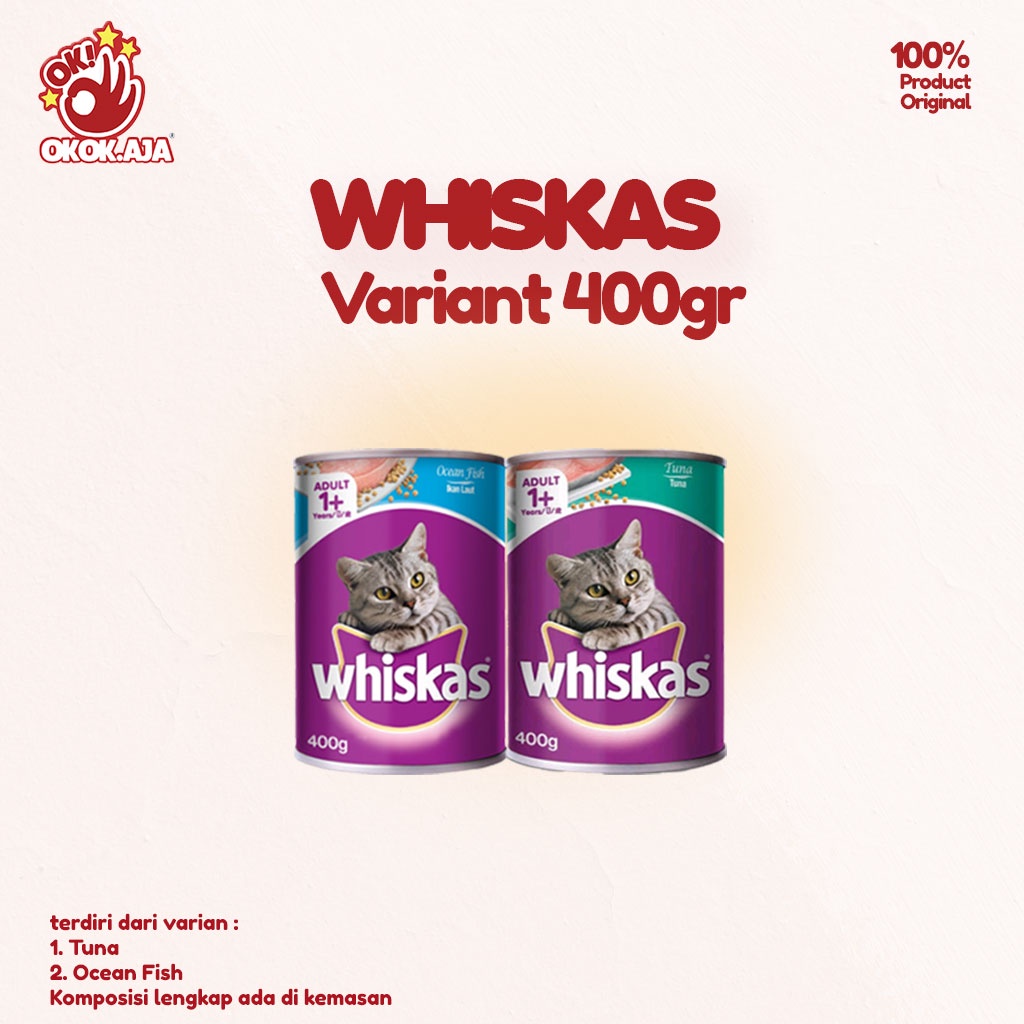 Makanan Kucing basah premium WHISKAS kaleng 400gr isi 24pcs ( 1dus ) - Whiskas premium wetfood