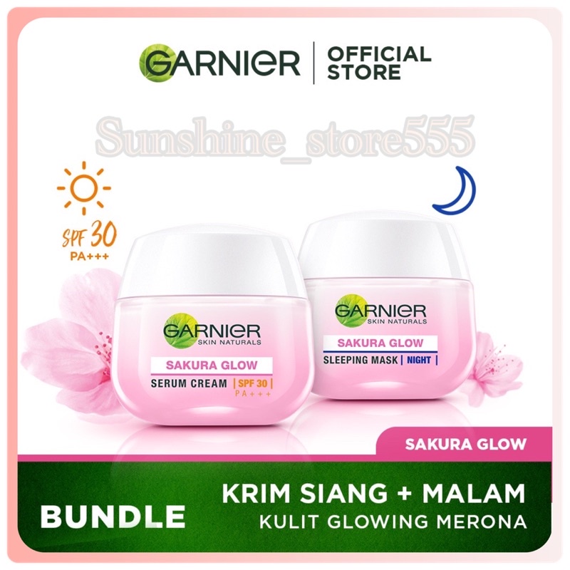 Garnier Sakura Glow Kit Day &amp; Night Cream - Moisturizer Skincare Krim Siang Malam