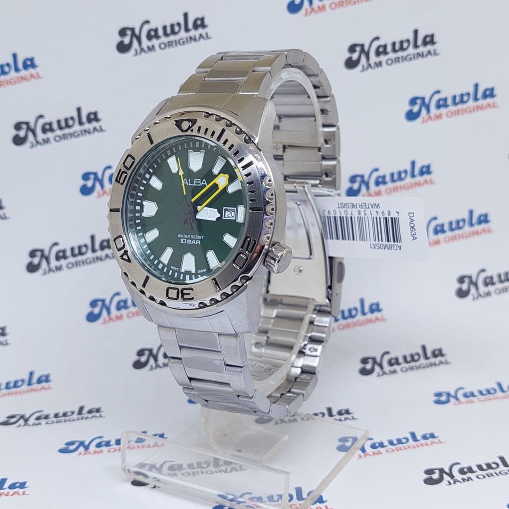 Alba Quartz AG8M05X1 Green Dial - Jam Tangan Pria AG8M05