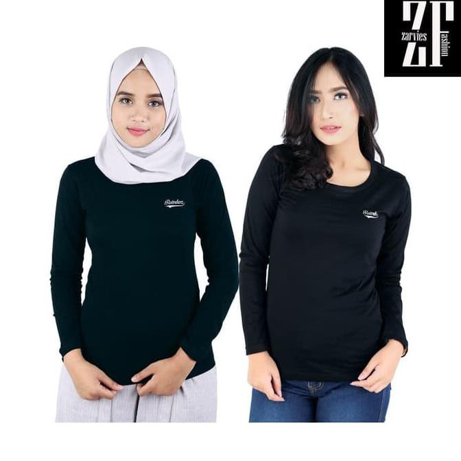 Fashion Hits Baju Kaos Wanita Rajut  Lengan Panjang Hitam 