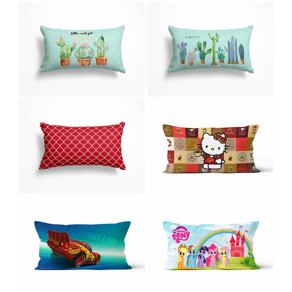 Bantal Cinta Motif Minimalis Aesthetic - Cactus - Doraemon - BT21 - Hello Kitty - Stitch / Ukuran 45x90