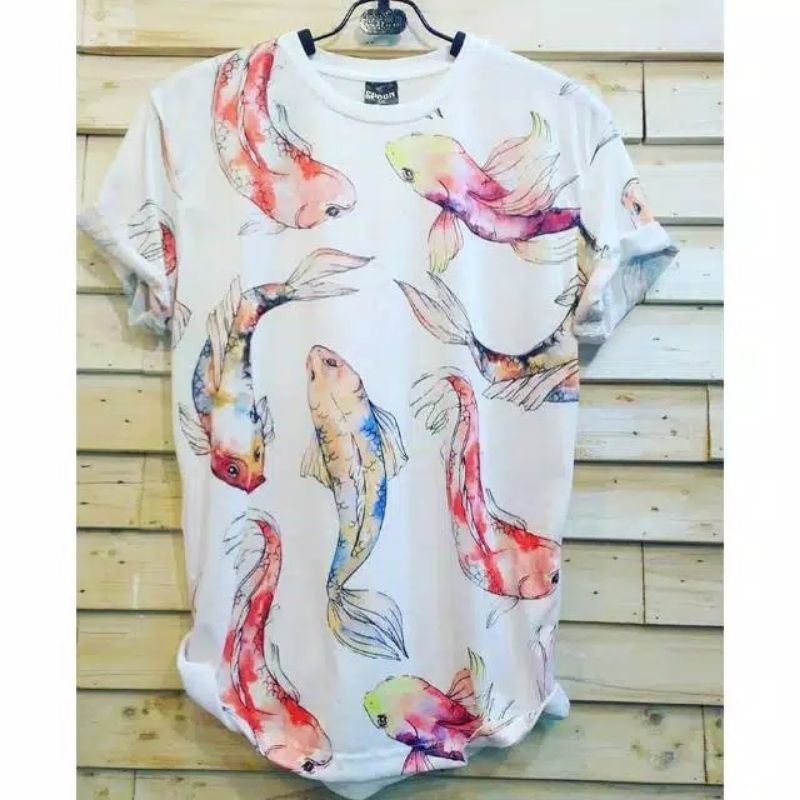 Tshirt Baju Kaos Printing 3D Fish Ikan Koi Bangkok Thailand Fullprint Import Marcelo Burlon Distro