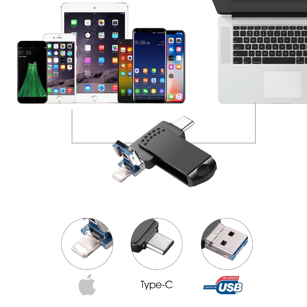 Flash Disk Usb Otg 3in1 Kapasitas 512gb Untuk Type-C/smart phone/Komputer/Laptop