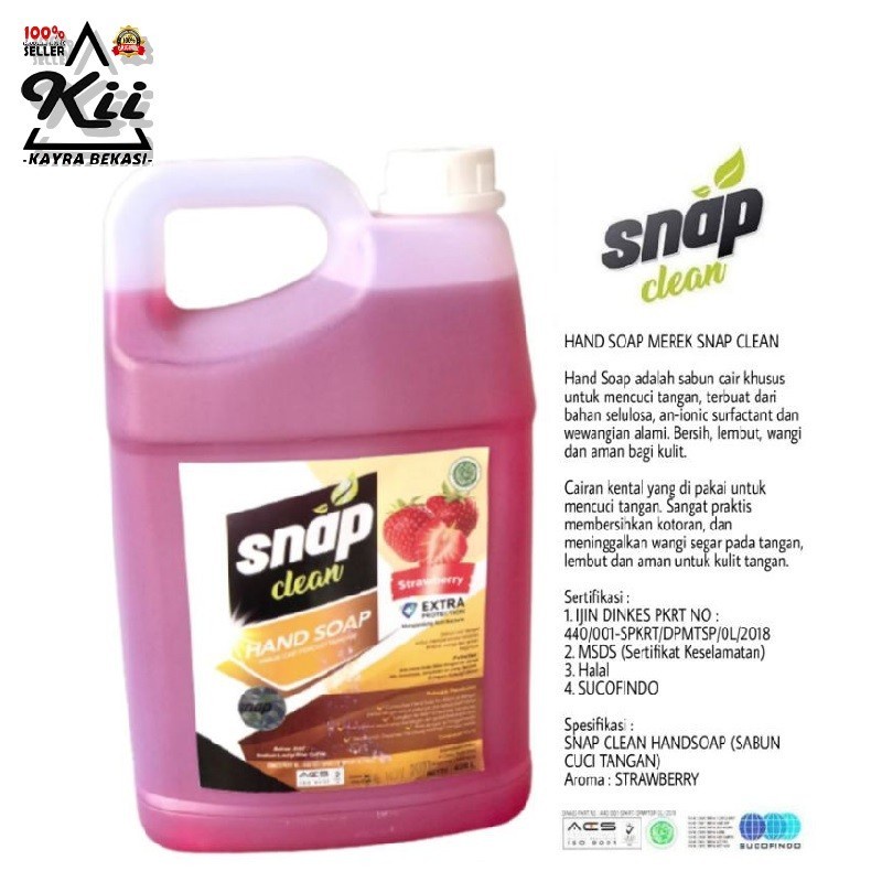 Snap Clean Hand Soap - Cairan Sabun Cuci Tangan 4 Liter