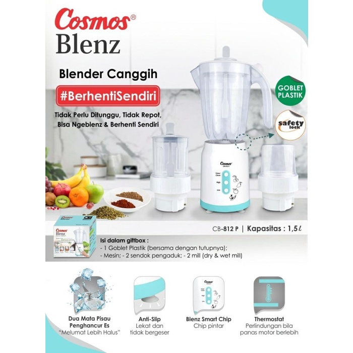 cosmos blenz CB-812 P blender canggih berhnti sendiri / blender cosmos 1.5 liter cb 812p / cb812p