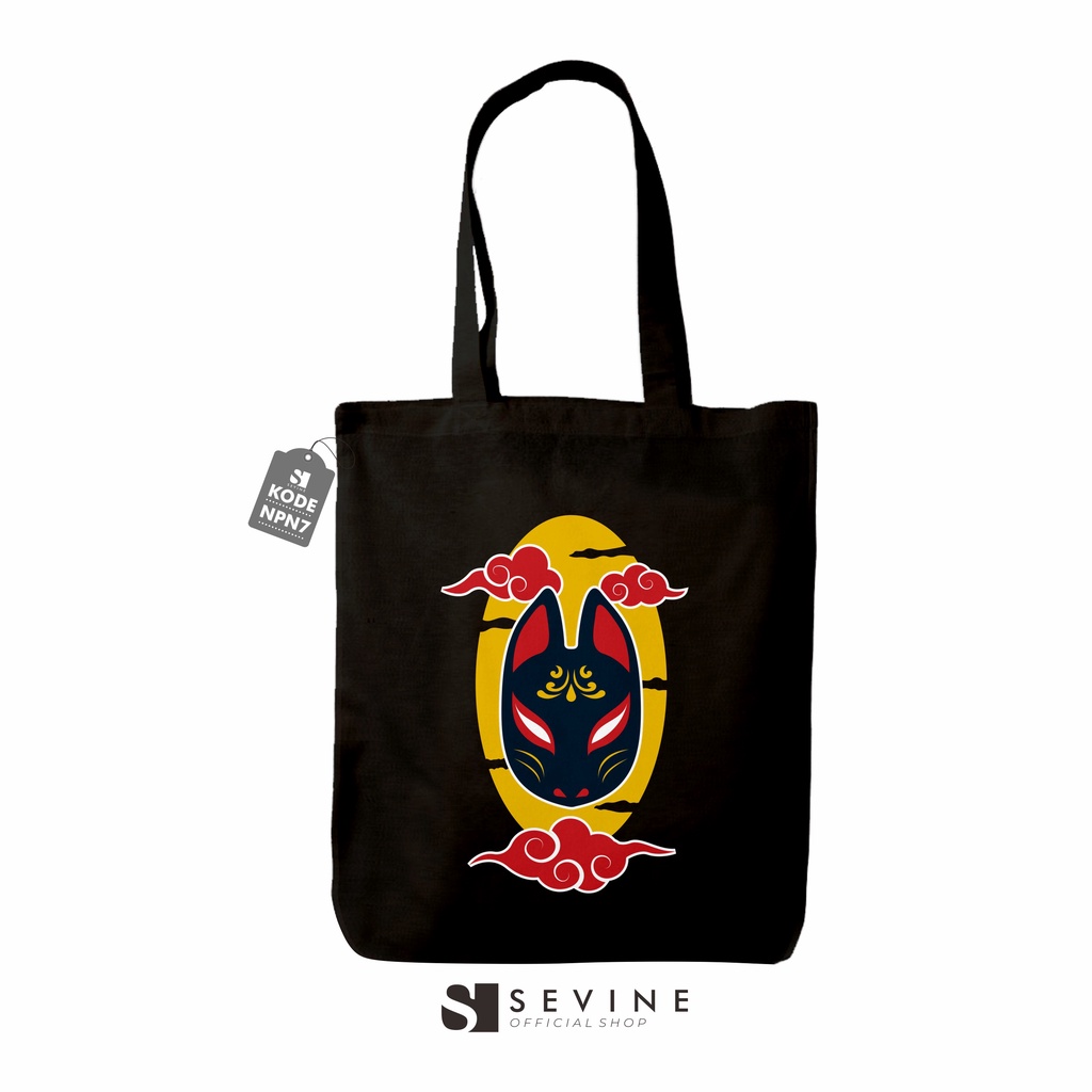 Sevine Totebag Tas Wanita Tote Bag Resleting Japanese Black Series Hitam - NPN7