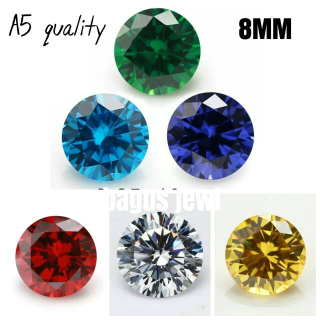 A5 Quality Permata Cubic Zirconia Warna 8 - 8.5 MM Round