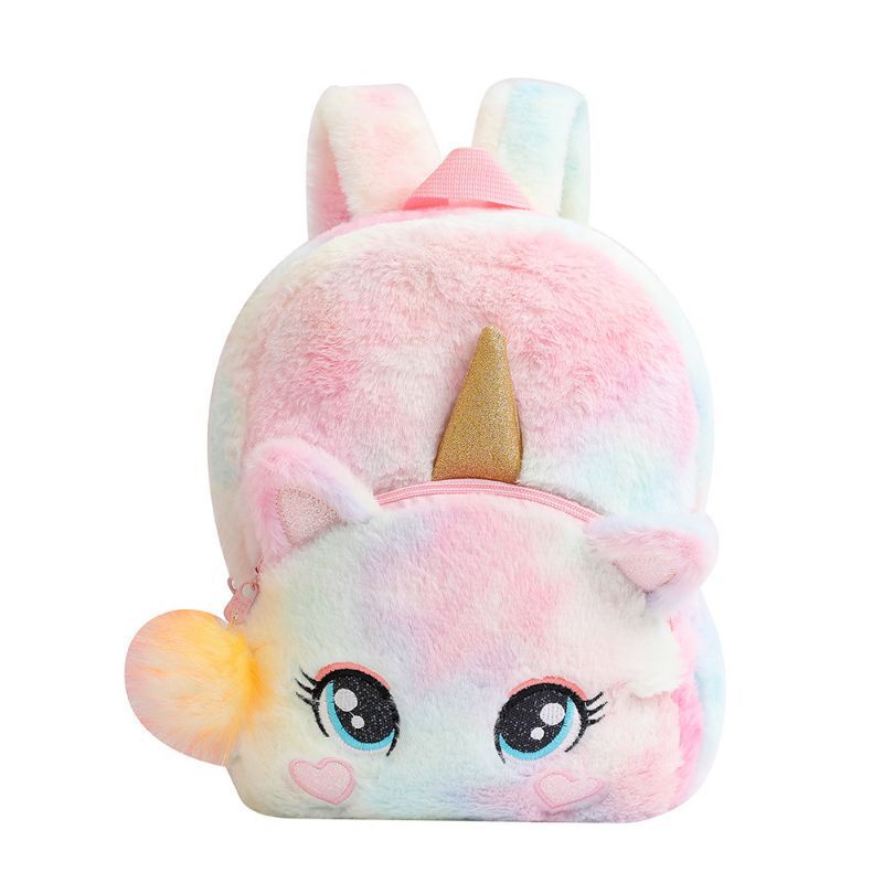 Tas Ransel Bulu Anak Perempuan Unicorn cat pom pom lucu kado anak perempuan import tas bulu