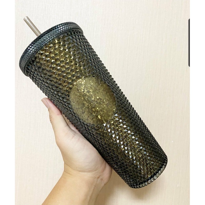 Starbucks China Studded Black Gold Blink Bling Cold Cup