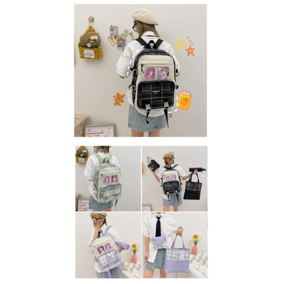 Tas Ransel Wanita import Tas Sekolah set 4 in 1 ORIGINAL backpack Perempuan Fashion Korea Kekinian