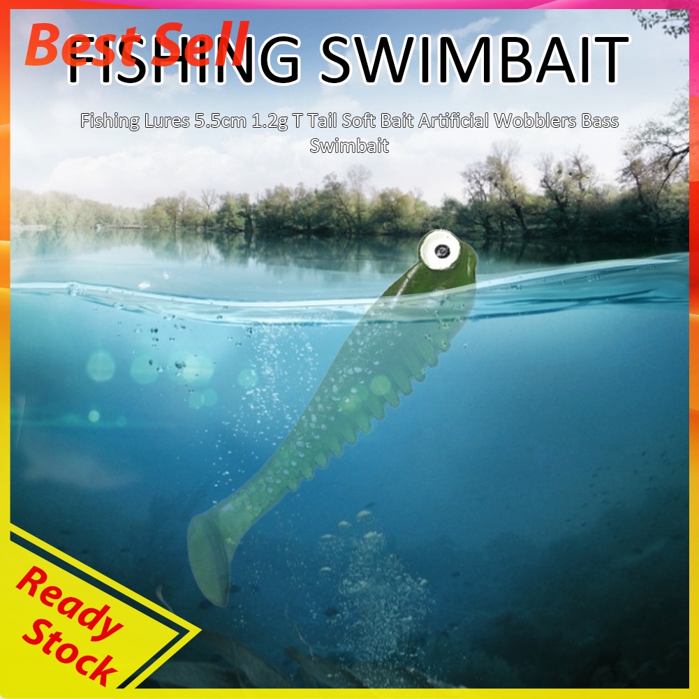 Fishing Lures 5.5cm 1.2g T Tail Soft Bait Artificial Wobblers Bass Swimbait