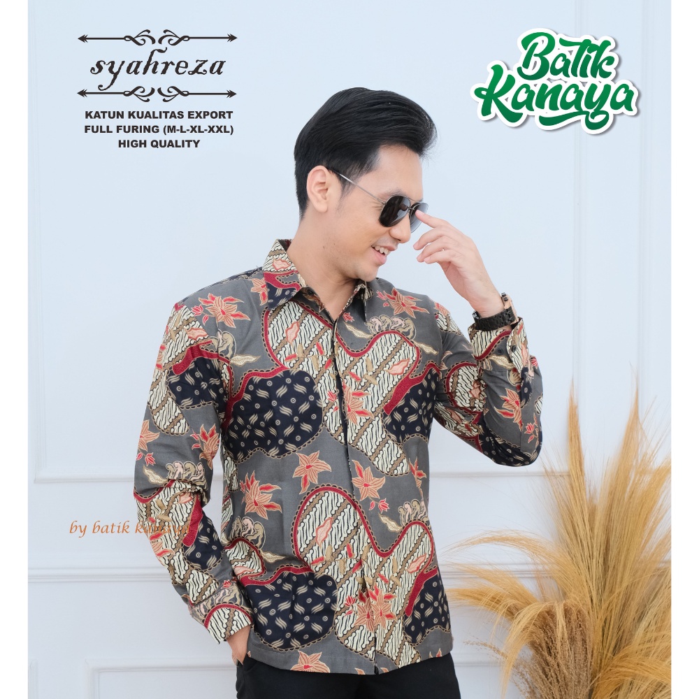 Kanaya - Kemeja Batik Pria Lengan Panjang Full Furing Bahan Katun Kualitas Expor SYAHREZA