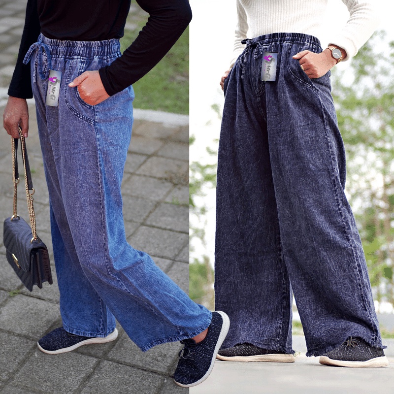 Celana Kulot Jeans Wanita Highwaist Loose Allsize Terlaris-1
