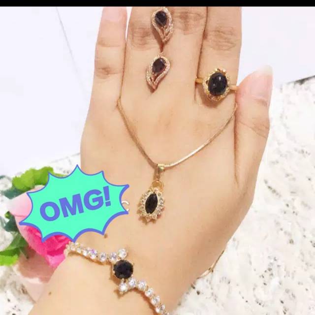 Set giok warna hitam gelang giok asli