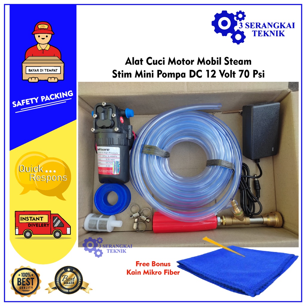 Alat Cuci Motor Mobil Steam Stim Mini Pompa DC 12 Volt 70 Psi